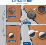 AirTag Wallet for Men - with Pop Up Aluminum Case Money Clip Slim Leather Slots Credit Card Holder RFID Blocking Bifold Minimalist Wallet