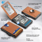 AirTag Wallet for Men - with Pop Up Aluminum Case Money Clip Slim Leather Slots Credit Card Holder RFID Blocking Bifold Minimalist Wallet - Image 4