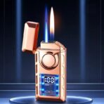 Multi-Functional Dual Flame Lighter with Colored Lights - Image 5