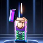 Multi-Functional Dual Flame Lighter with Colored Lights - Image 2